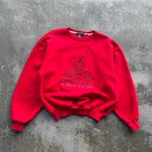 Vintage 90's Nautica embroidered big logo sweatshirt size large in red